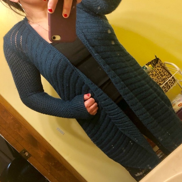 American Eagle beautiful teal cozy cardigan medium - Picture 2 of 8
